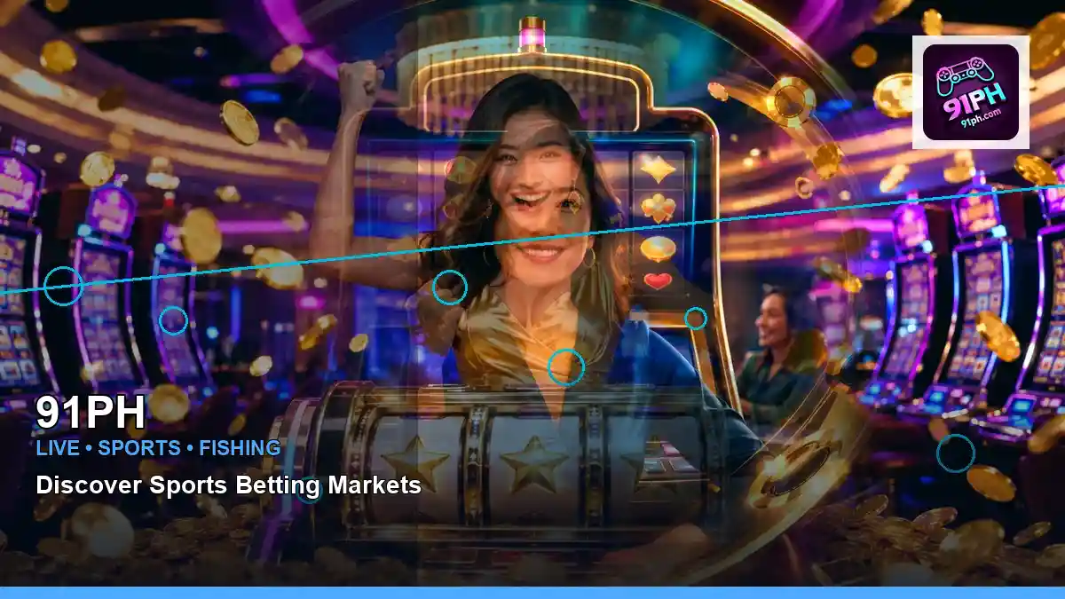 91PH mobile casino first deposit rewards featuring an adult Filipina casino host with a right close-up composition